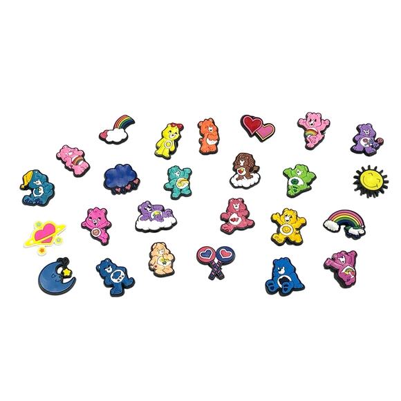 NEW Care Bears Shoe Charms 25pcs Rainbow Hearts Sun Moon Funshine Goodluck Bear - Picture 1 of 6